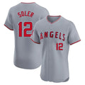 Pouc LA.Angels #12 Jorge Soler Player Gray Home Limited Elite Stitched Jerseys