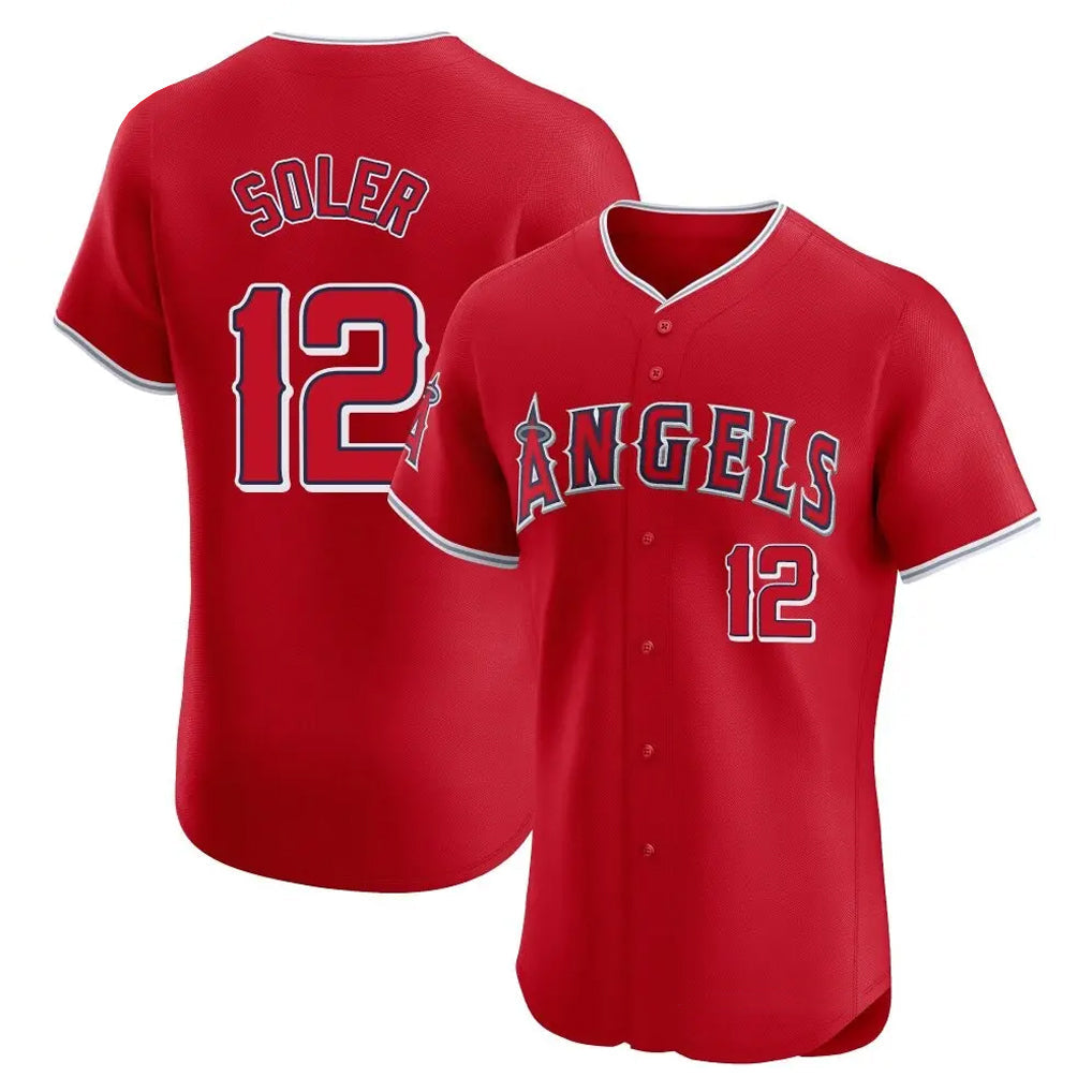 Pouc LA.Angels #12 Jorge Soler Player Red Home Limited Elite Stitched Jerseys