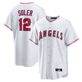 Pouc LA.Angels #12 Jorge Soler Player White Home Game Stitched Jerseys
