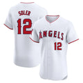 Pouc LA.Angels #12 Jorge Soler Player White Limited Elite Stitched Home Jerseys