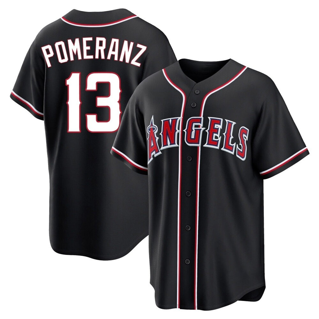 Pouc LA.Angels #13 Drew Pomeranz Player Black Fashion Out Home Game Stitched Jerseys