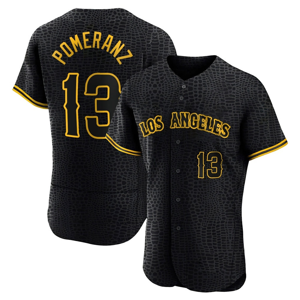 Pouc LA.Angels #13 Drew Pomeranz Player Black Snake Skin City Limited Elite Home Stitched Jerseys