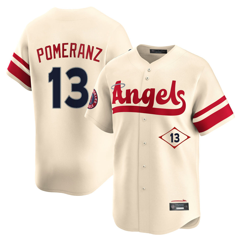 Pouc LA.Angels #13 Drew Pomeranz Player Cream City Connect Limited Home Stitched Jerseys