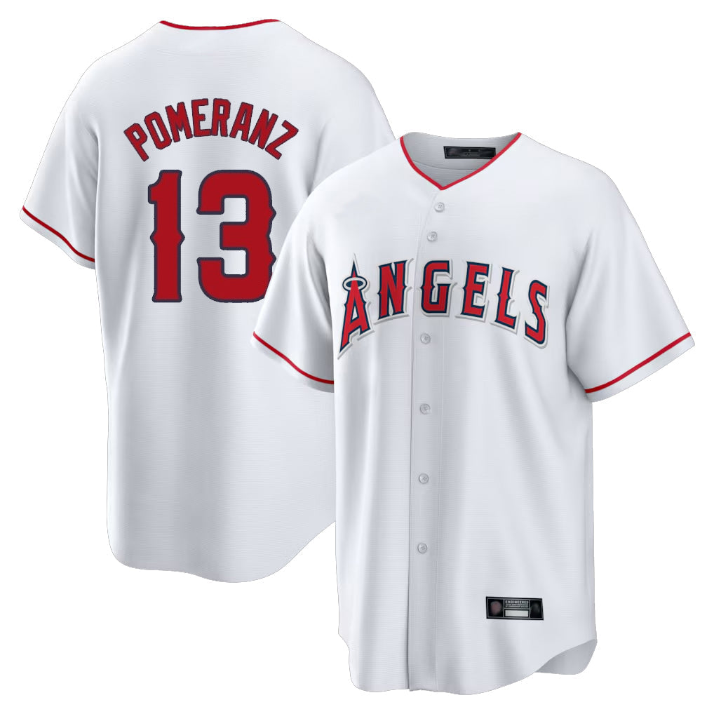 Pouc LA.Angels #13 Drew Pomeranz Player White Home Game Stitched Jerseys