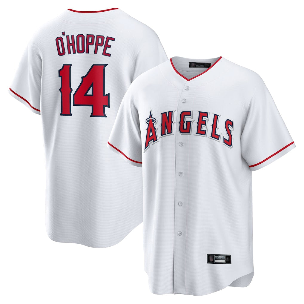 Pouc LA.Angels #14 Logan O'Hoppe Player White Home Game Stitched Jerseys