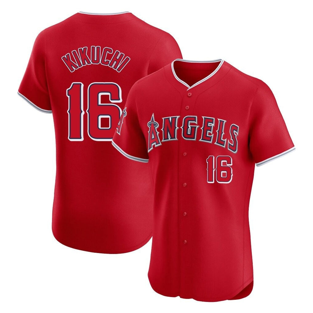 Pouc LA.Angels #16 Yusei Kikuchi Player Red Home Limited Elite Stitched Jerseys
