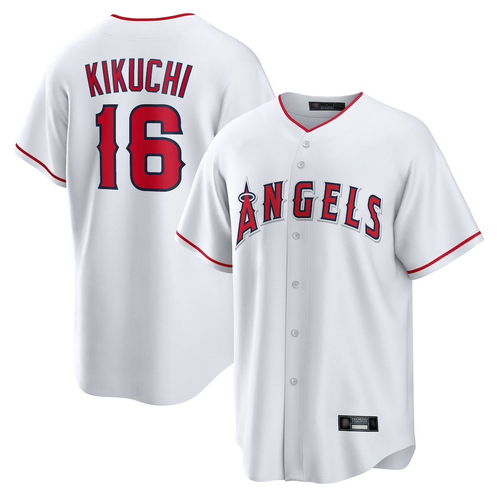 Pouc LA.Angels #16 Yusei Kikuchi Player White Home Game Stitched Jerseys