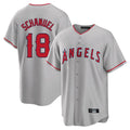 Pouc LA.Angels #18 Nolan Schanuel Player Gray Home Game Stitched Jerseys