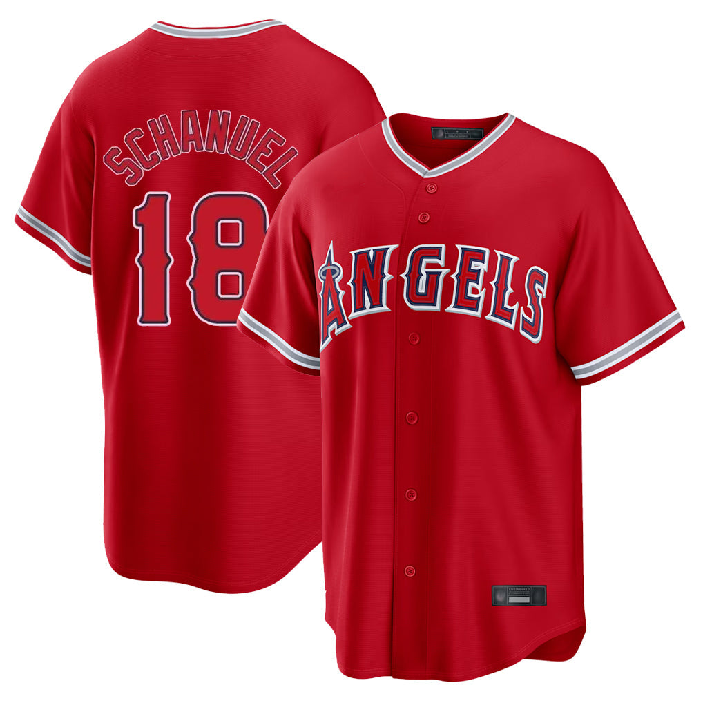 Pouc LA.Angels #18 Nolan Schanuel Player Red Home Game Stitched Jerseys