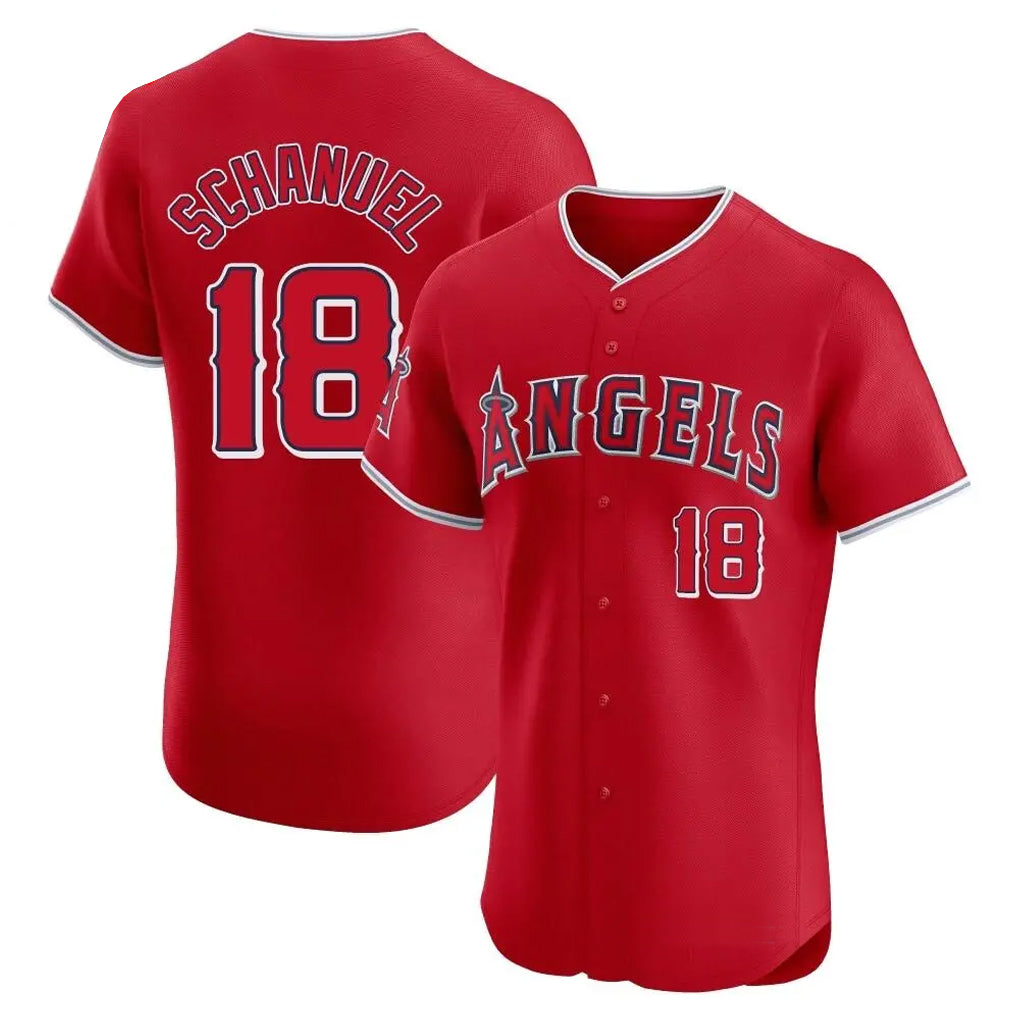 Pouc LA.Angels #18 Nolan Schanuel Player Red Home Limited Elite Stitched Jerseys