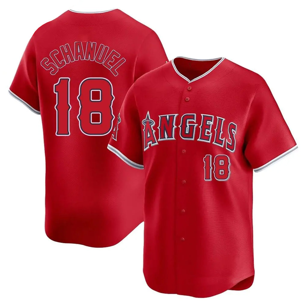 Pouc LA.Angels #18 Nolan Schanuel Player Red Home Limited Stitched Jerseys