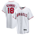 Pouc LA.Angels #18 Nolan Schanuel Player White Home Game Stitched Jerseys