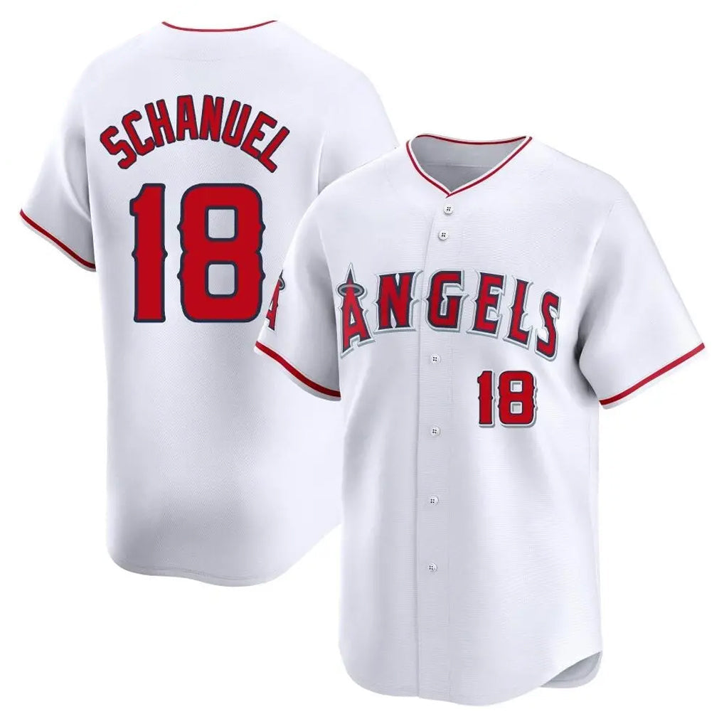 Pouc LA.Angels #18 Nolan Schanuel Player White Limited Home Stitched Jerseys