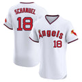 Pouc LA.Angels #18 Nolan Schanuel Player White T-shirt Home Limited Elite Stitched Jerseys