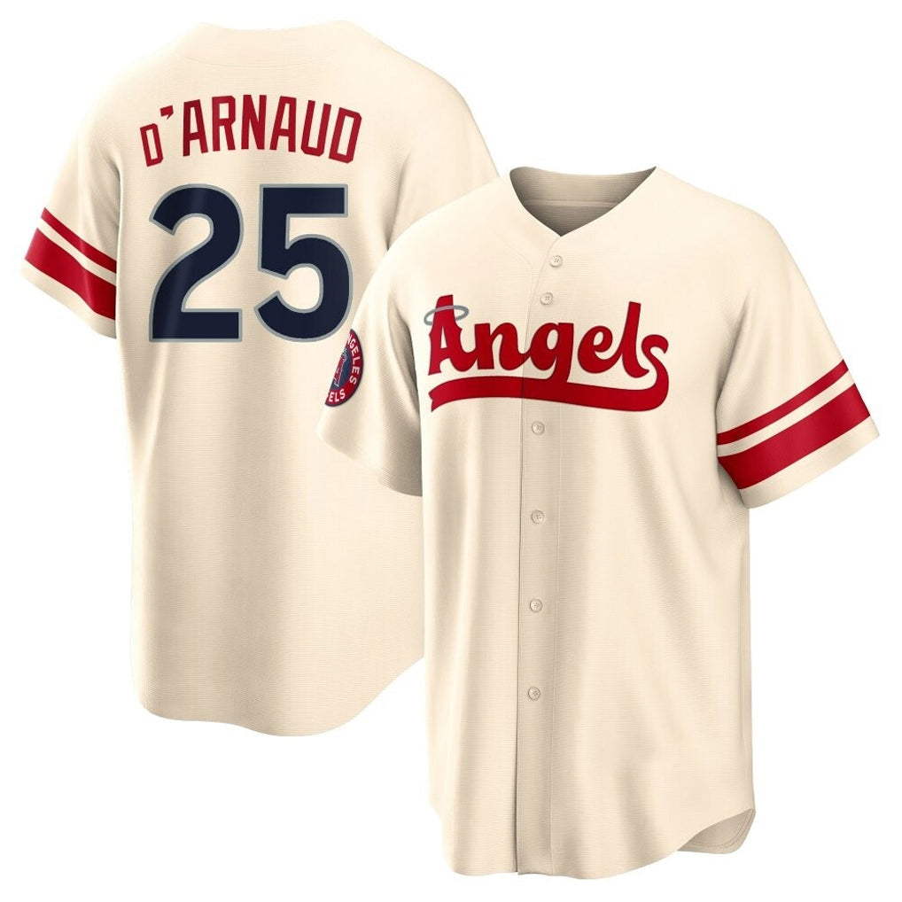 Pouc LA.Angels #25 Travis d'Arnaud Player Cream City Connect Home Stitched Jerseys