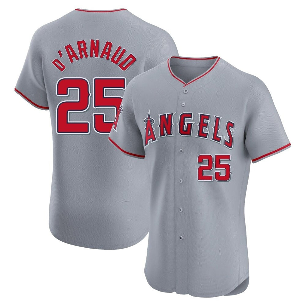 Pouc LA.Angels #25 Travis d'Arnaud Player Gray Home Limited Elite Stitched Jerseys