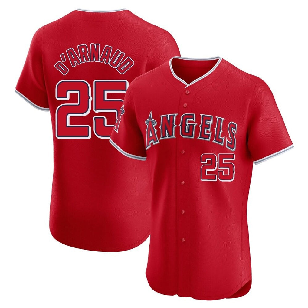 Pouc LA.Angels #25 Travis d'Arnaud Player Red Home Limited Elite Stitched Jerseys