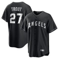 Pouc LA.Angels #27 Mike Trout Player Black Lights Out Fashion T-shirt Stitched Jerseys