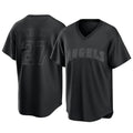 Pouc LA.Angels #27 Mike Trout Player Black Pitch Fashion T-shirt Stitched Jerseys