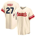 Pouc LA.Angels #27 Mike Trout Player Cream City Connect Home Stitched Jerseys