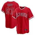Pouc LA.Angels #27 Mike Trout Player Red Home Game Stitched Jerseys