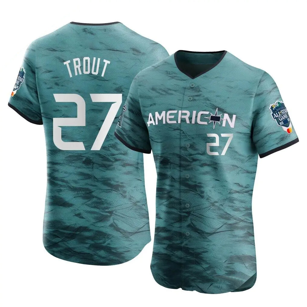 Pouc LA.Angels #27 Mike Trout Player Teal Elite American League Game Vapor Premier All-Star Stitched Jerseys