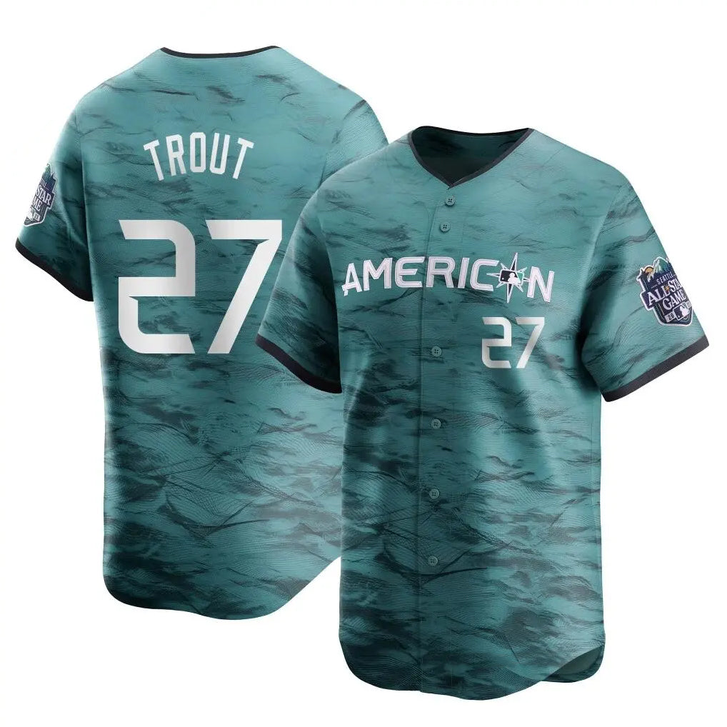 Pouc LA.Angels #27 Mike Trout Player Teal Limited American League Game Vapor Premier All-Star Stitched Jerseys