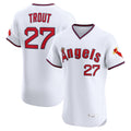 Pouc LA.Angels #27 Mike Trout Player White T-shirt Home Limited Elite Stitched Jerseys