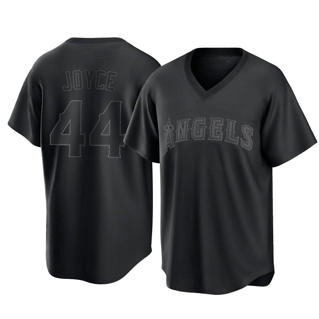Pouc LA.Angels #44 Ben Joyce Player Black Pitch Fashion T-shirt Stitched Jerseys