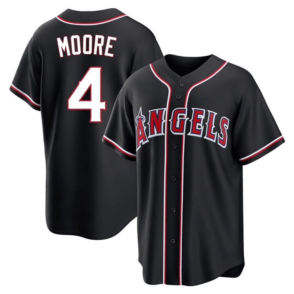 Pouc LA.Angels #4 Christian Moore Player Black Fashion Out Home Game Stitched Jerseys