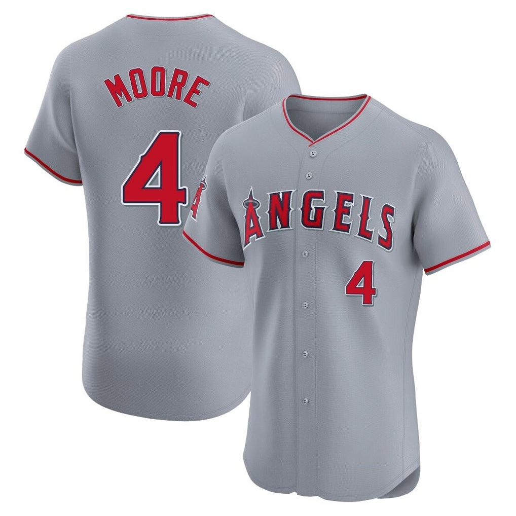 Pouc LA.Angels #4 Christian Moore Player Gray Home Limited Elite Stitched Jerseys