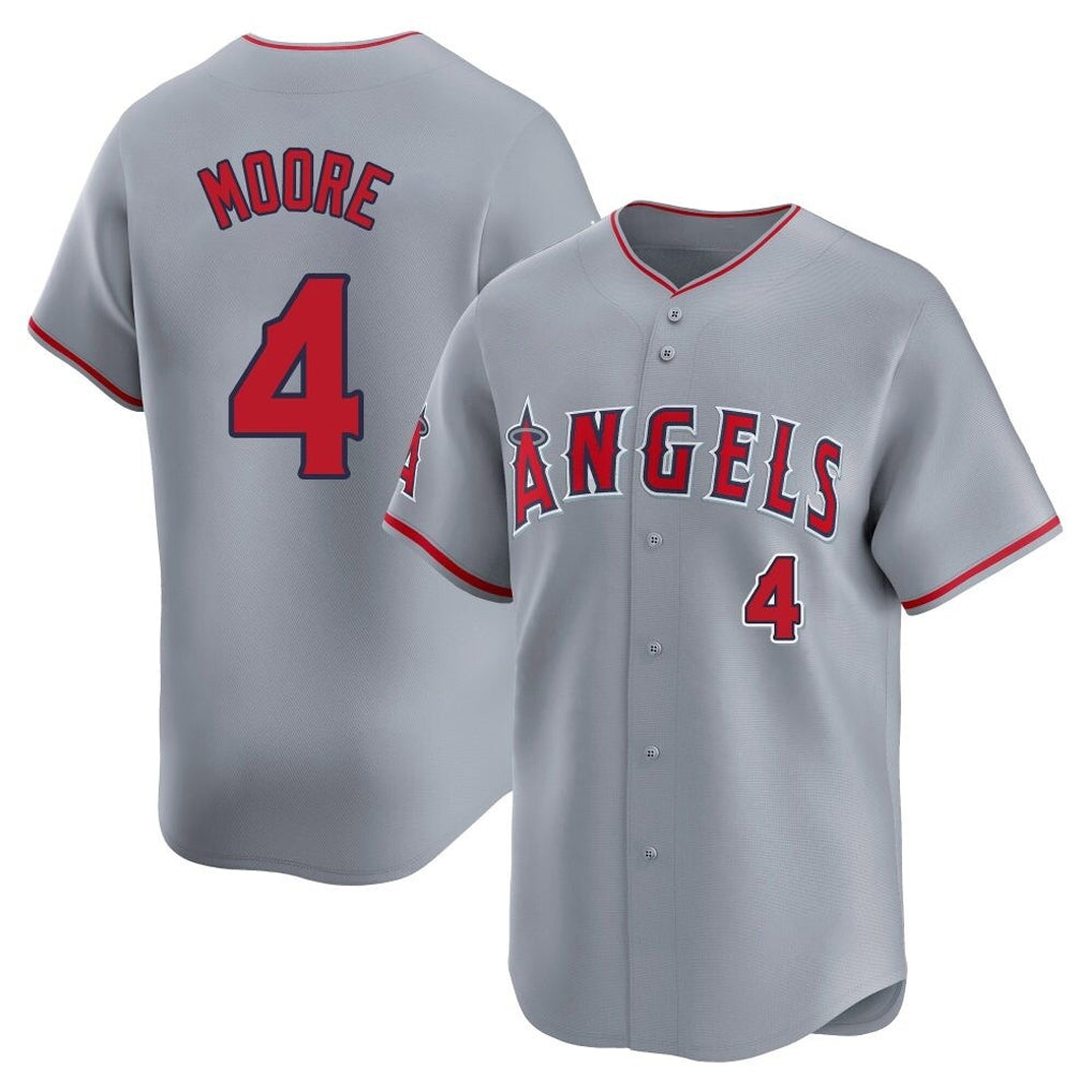 Pouc LA.Angels #4 Christian Moore Player Gray Home Limited Stitched Jerseys