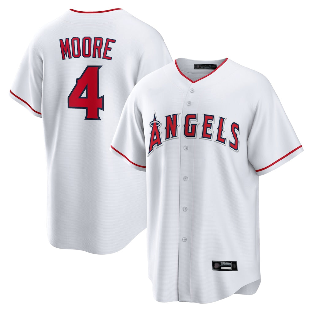 Pouc LA.Angels #4 Christian Moore Player White Home Game Stitched Jerseys