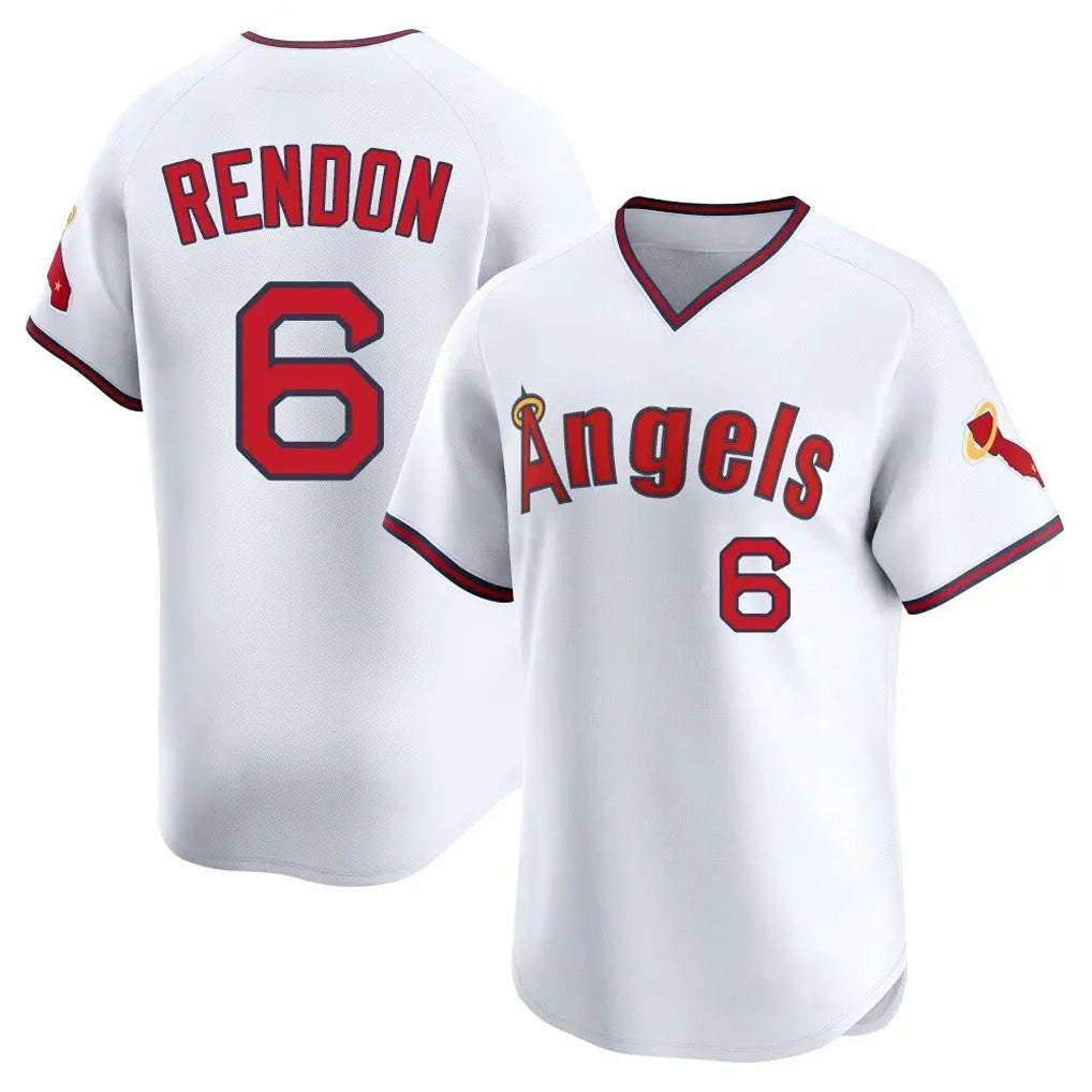 Pouc LA.Angels #6 Anthony Rendon Player White T-shirt Home Limited Stitched Jerseys
