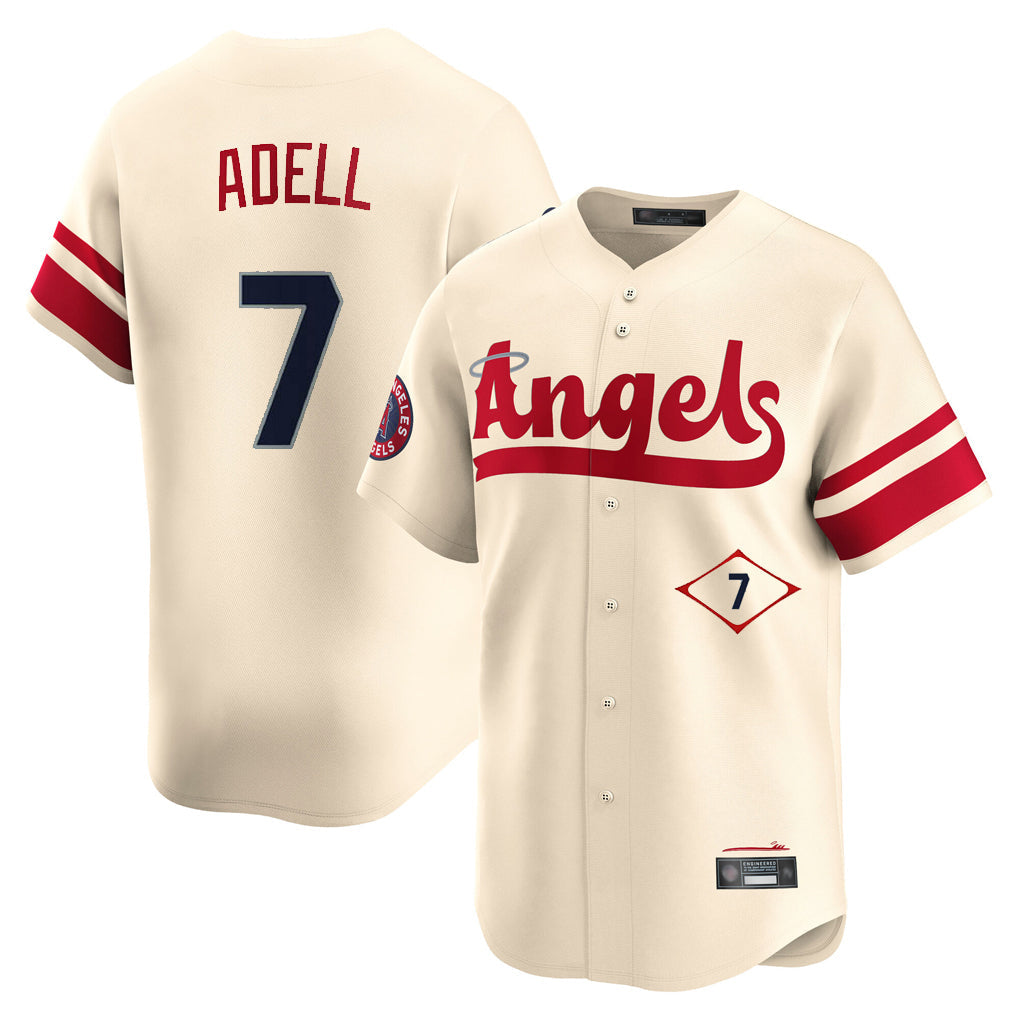 Pouc LA.Angels #7 Jo Adell Player Cream City Connect Limited Home Stitched Jerseys