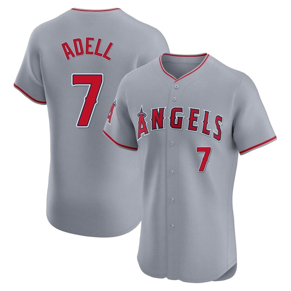 Pouc LA.Angels #7 Jo Adell Player Gray Home Limited Elite Stitched Jerseys