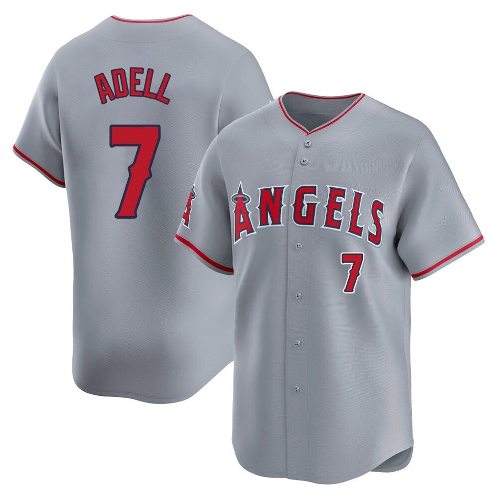 Pouc LA.Angels #7 Jo Adell Player Gray Home Limited Stitched Jerseys
