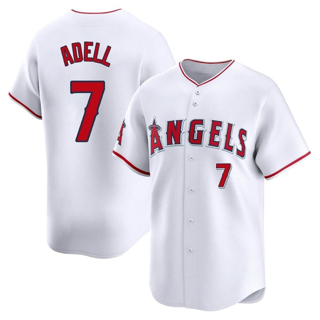 Pouc LA.Angels #7 Jo Adell Player White Limited Home Stitched Jerseys