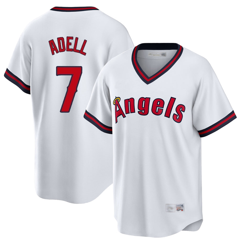 Pouc LA.Angels #7 Jo Adell Player White T-shirt Home Game Stitched Jerseys