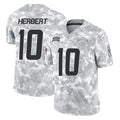 Pouc LA.Chargers #10 Justin Herbert Player Arctic Camo Salute To Service Limited Game Stitched Jerseys