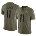 Pouc LA.Chargers #11 Cameron Dicker Player Olive Salute To Service Limited Stitched Jerseys