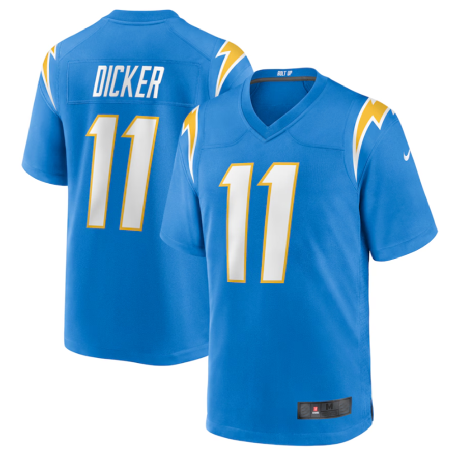 Pouc LA.Chargers #11 Cameron Dicker Powder Blue Game Jersey Stitched Jerseys
