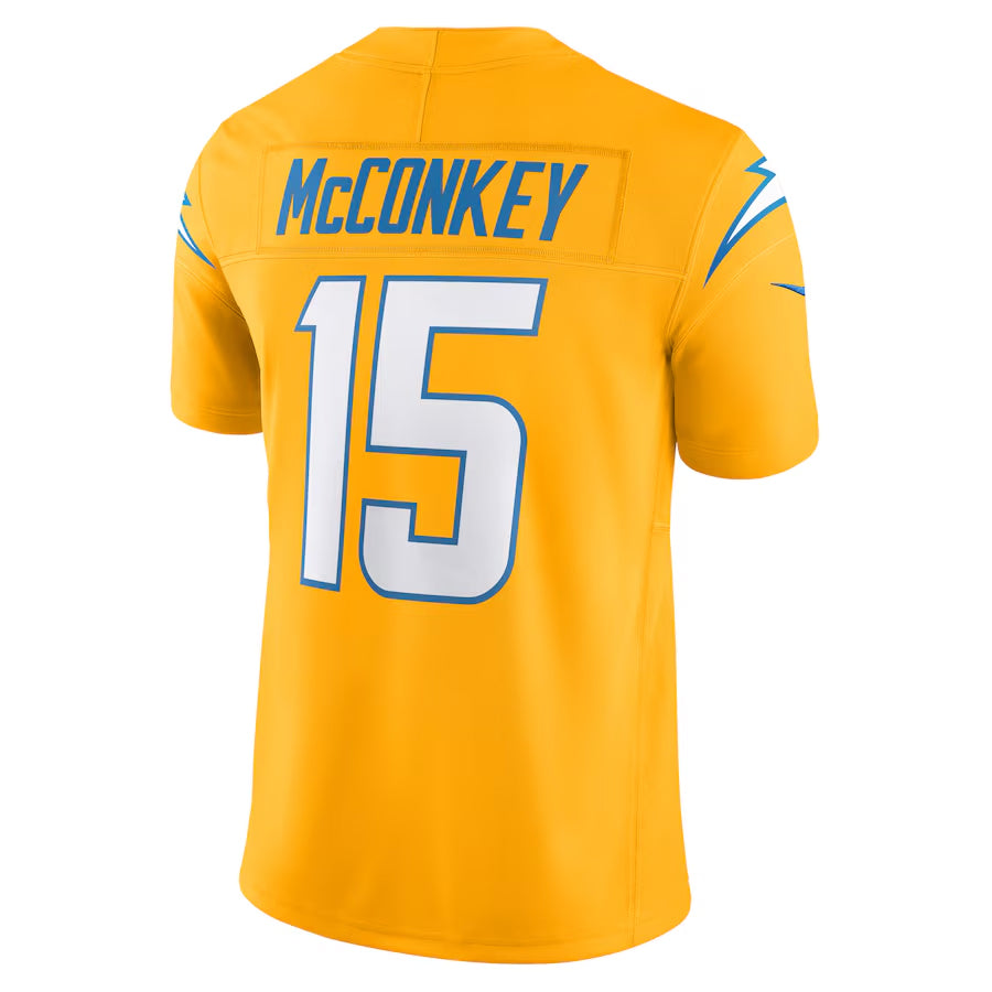 Pouc LA.Chargers #15 Ladd McConkey Gold Vapor F.U.S.E. Limited Stitched Jerseys