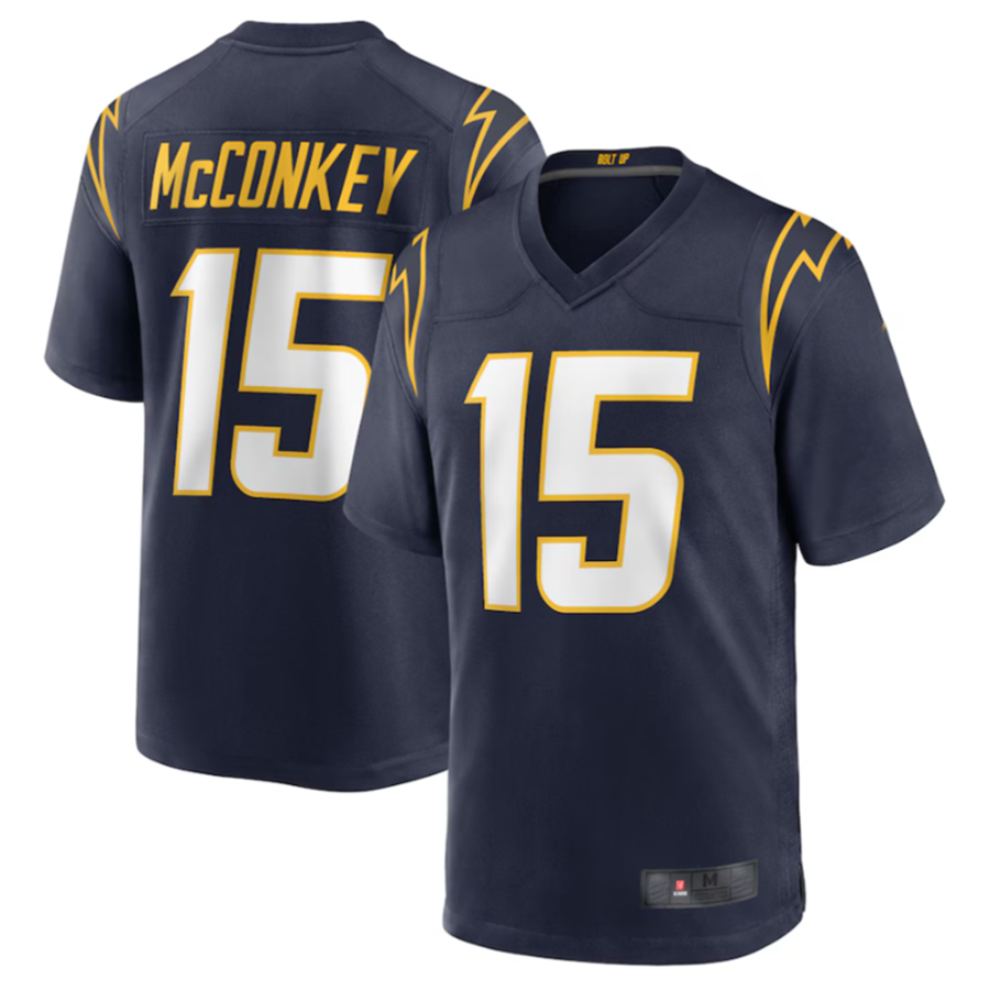 Pouc LA.Chargers #15 Ladd McConkey Navy Game Jersey Stitched Jerseys