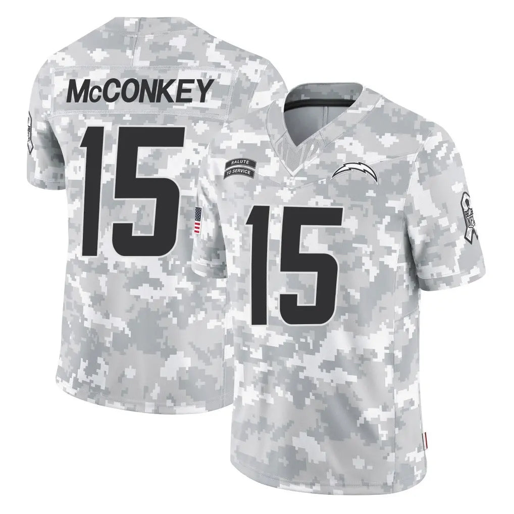 Pouc LA.Chargers #15 Ladd McConkey Player Arctic Camo Salute To Service Limited Game Stitched Jerseys