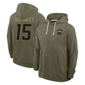 Pouc LA.Chargers #15 Ladd McConkey Player Olive Salute to Service Pullover Hoodies Limited Stitched Jerseys