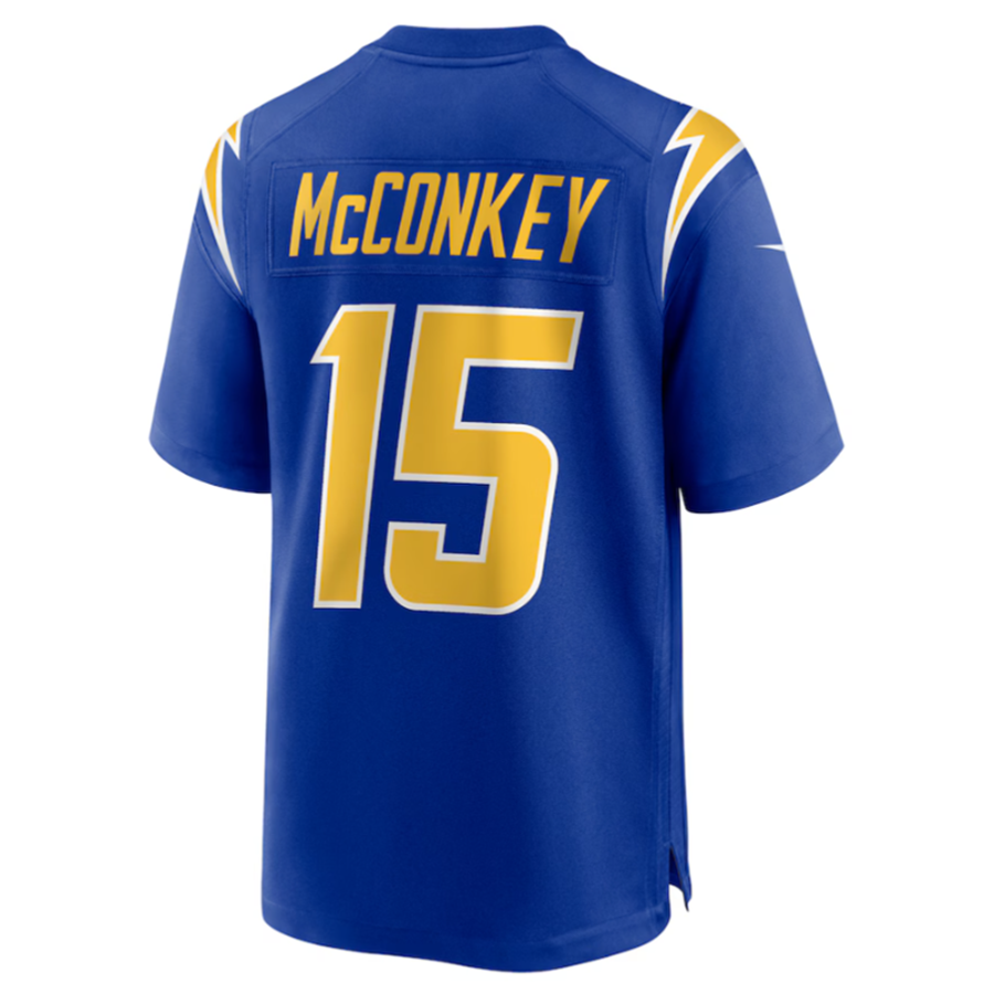 Pouc LA.Chargers #15 Ladd McConkey Royal Game Jersey Stitched Jersey