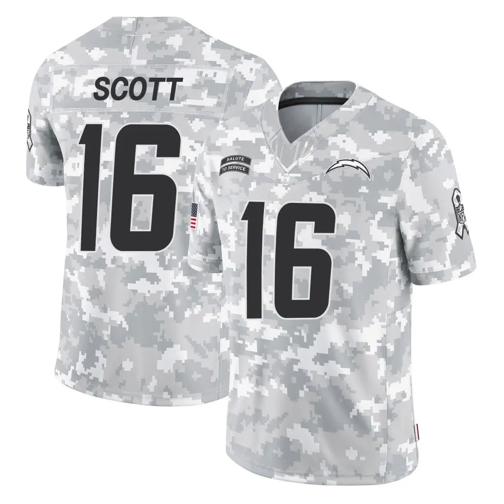 Pouc LA.Chargers #16 J.K. Scott Player Arctic Camo Salute To Service Limited Game Stitched Jerseys