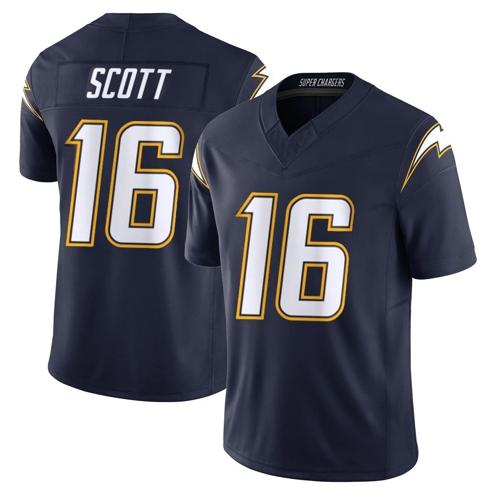 Pouc LA.Chargers #16 J.K. Scott Player Navy Vapor F.U.S.E. Limited Home Game Stitched Jerseys