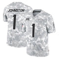 Pouc LA.Chargers #1 Quentin Johnston Player Arctic Camo Salute To Service Limited Game Stitched Jerseys